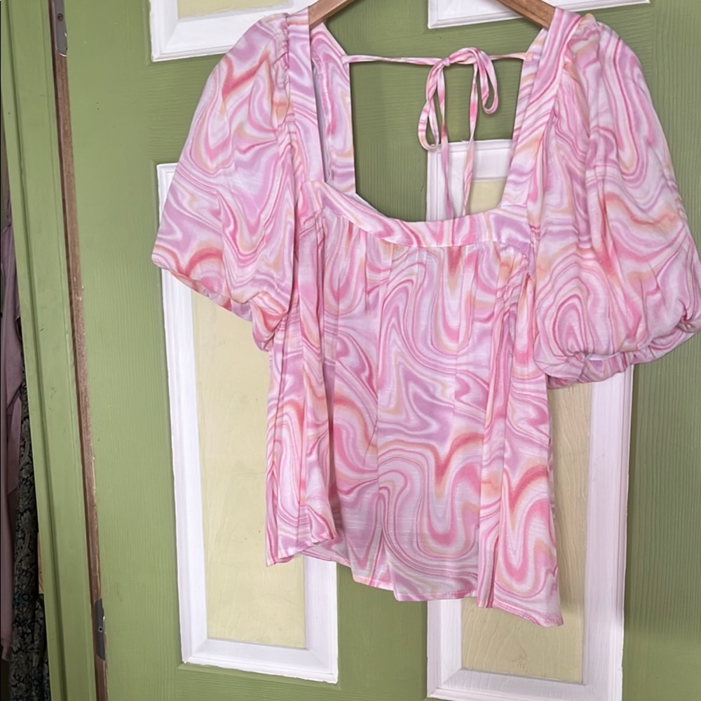 Moon River Pink Swirl Women's Top